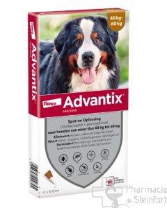 Advantix 600/3000 Spot On  Chien 40-60 kg  4x6ML Pipettes