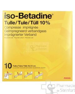 ISOBETADINE TÜLL10% 10X 10 CM 10 imprägnierter Verband