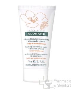 KLORANE DEPILATOIRE APAISANTE CREME VISAGE ET ZONES SENSIBLES 75ML