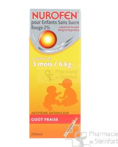 NUROFEN ENFANT SANS SUCRE ROUGE 2% SIROP 200 ML