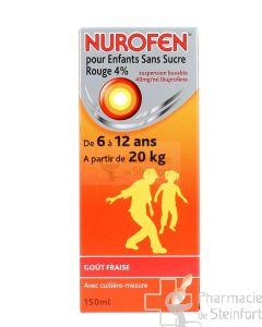 NUROFEN ENFANT SANS SUCRE ROUGE 4% SIROP 150 ML