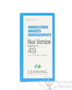 NUX VOMICA INDIGESTION NAUSEES VOMISSEMENT COMPLEXE 49 LEHNING GOUTTES 30 ML