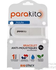 PARAKITO Bracelet Antimoustique Rechargeable ADULTE COLOR Blanc