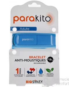 PARAKITO Bracelet Antimoustique Rechargeable ADULTE COLOR Bleu