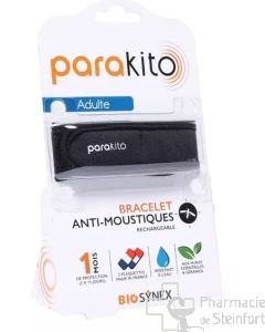 PARAKITO Bracelet Antimoustique Rechargeable ADULTE COLOR Noir