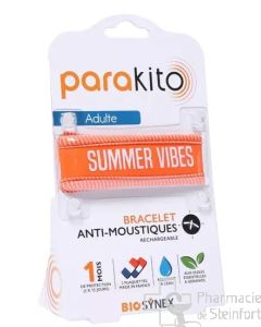 PARAKITO Bracelet Antimoustique Rechargeable Adulte  Summer Orange