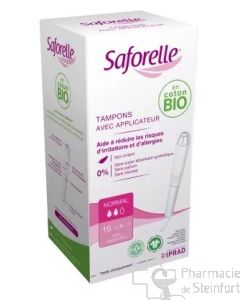 Saforelle Tampon Applicateur Normal 16 pièces Coton Bio