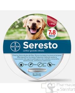 SERESTO DOG 4,50G+2,03G COLLIER VETERINAIRE Anti Parasite CHIEN  >8KG