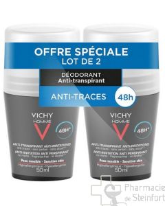 VICHY DEO HOMME ANTI-TRANSPIRANT 48H BILLE DUO ROLL ON 2x50ML