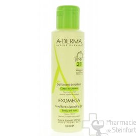 ADERMA EXOMEGA CONTROLE GEL LAVANT ÉMOLLIENT CORPS ET CHEVEUX, 2 EN 1 500ML