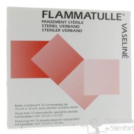 FLAMMATULLE VASELINE 10x10 CM 10 COMPRESSEN