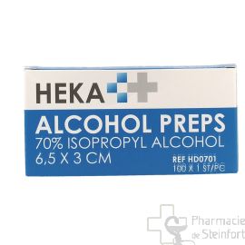 ALCOHOL PREPS Lingettes alcooliques désinfectantes r 100  Pieces  (HEKA)
