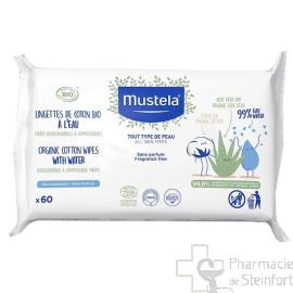 MUSTELA LINGETTES COTON BIO EAU 60 PIECES