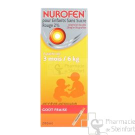 NUROFEN ENFANT SANS SUCRE ROUGE 2% SIROP 200 ML