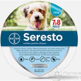 SERESTO DOG 1,25G+0,56G COLLIER VETERINAIRE Anti parasite  <8KG