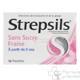 STREPSILS ZUCKERFREI ERDBEERE 36 LUTSCHTABLETTEN