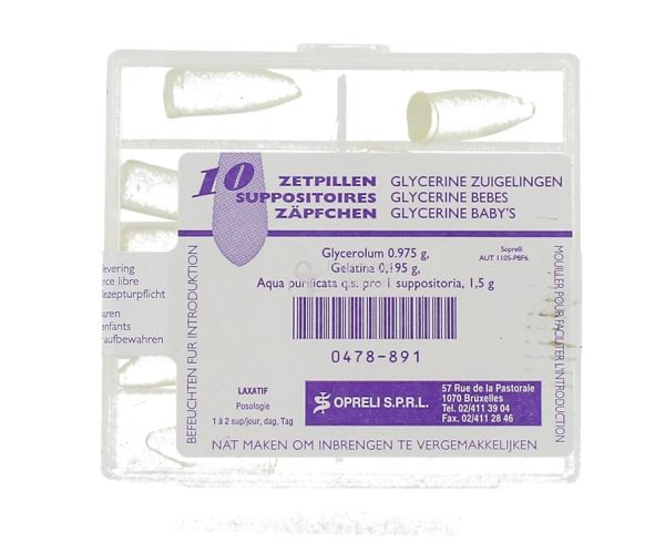 GLYCERINE SOPRELI BEBE 10 SUPPOSITOIRES - Digestif · Constipation -  Pharmacie de Steinfort