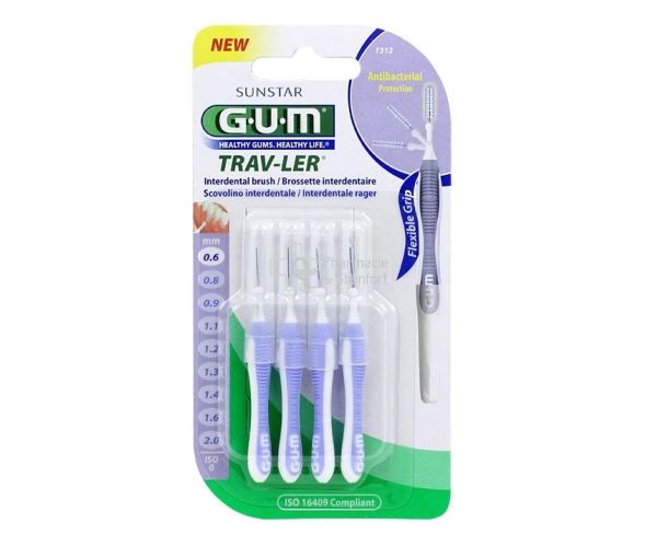 GUM TRAV-LER Brossettes interdentaires 0,6 MM 4 Pieces 1312